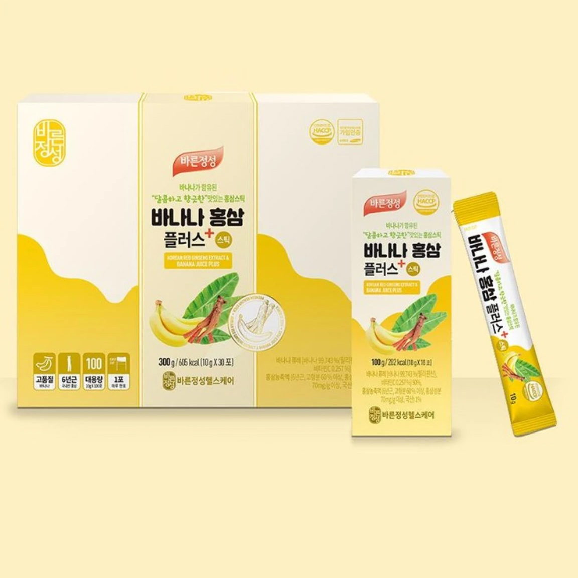 Baleunjeongsang Korean 6 Years Red Ginseng with Banana Красный шестилетний женьшень с банановым вкусом, набор 30 стиков